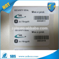 Custom Cannot Removed Destructible Barcode Labels, Friable Paper Tamper Evident Barcode Labels, Anti Theft Self Destruct Labels